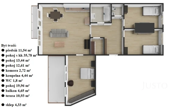 Prodej 4+kk, 122 m², terasa, balkon, sklep a parkovací stání, Praha - Dubeč.