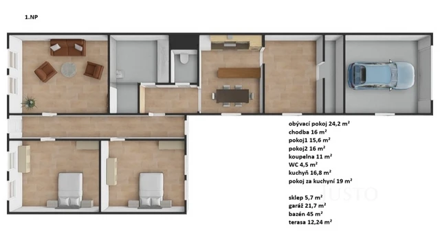Prodej rodinného domu 250 m² s pozemkem 536 m² + terasa 12 m²