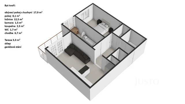 Prodej 3+kk 51 m² + terasa 3 m² + parkování