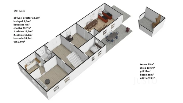 Prodej rodinného domu 261 m² s pozemkem 706 m² + terasa 19 m²