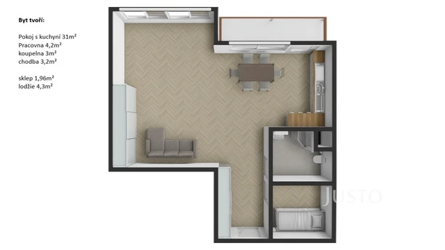 Prodej 1+kk 37 m² + lodžie 4 m²