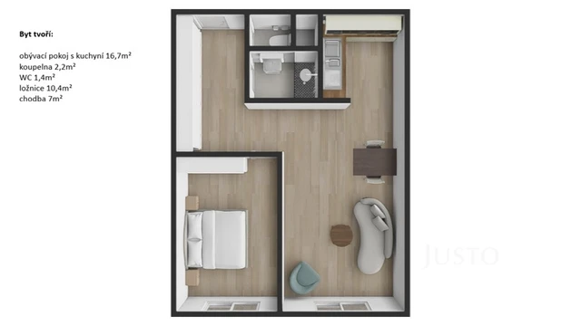 Pronájem 2+kk 43 m²