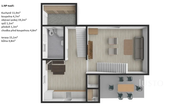 Prodej rodinného domu 82 m² s pozemkem 398 m² + terasa 27 m²