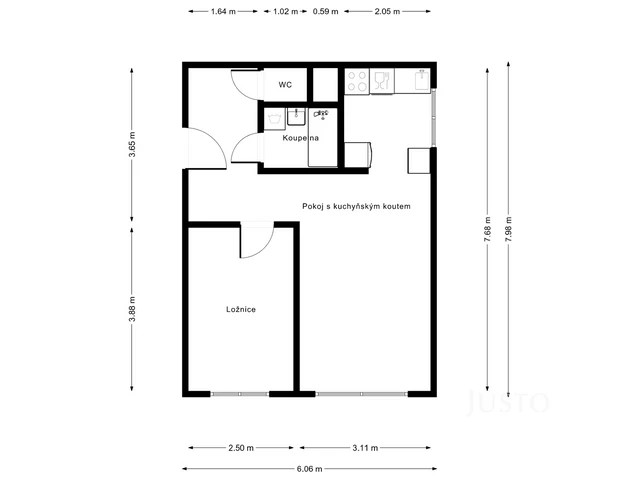 Pronájem 2+kk, 42 m², Nevanova, Praha 17 - Řepy