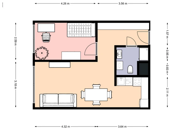 Pronájem 2+kk(+S), 46 m², Ohradní, Praha 4 - Michle