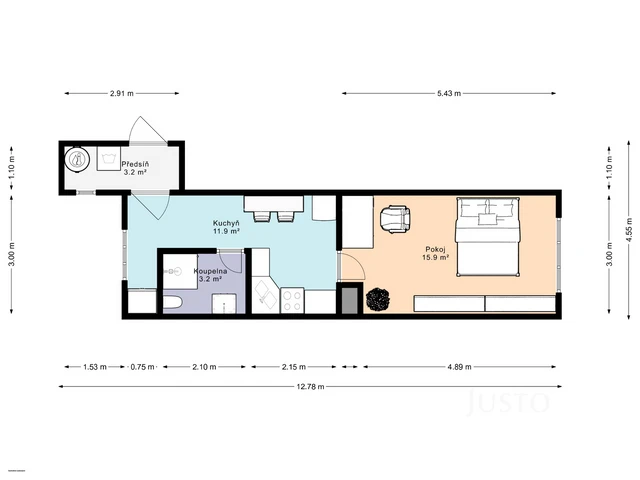 Pronájem 1+1, 32 m², Krásova, Praha 3 - Žižkov