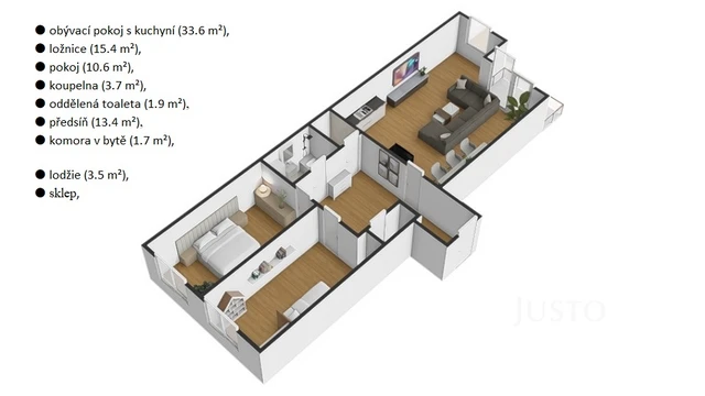 Prodej 3+kk 80 m² + lodžie 3 m² + parkování