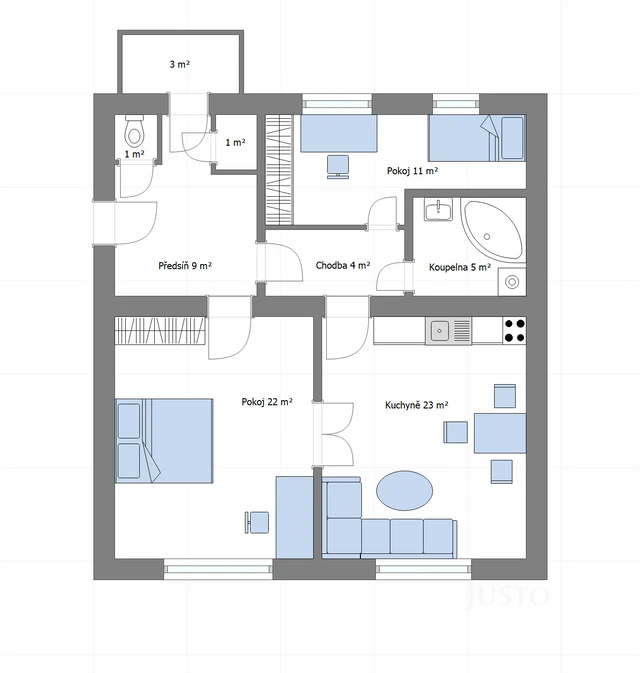 Pronájem 3+kk 79 m² + balkón 2 m² + parkování