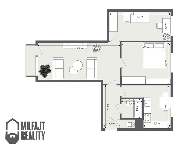 Pronájem 3+1 65 m² + balkón 2 m²
