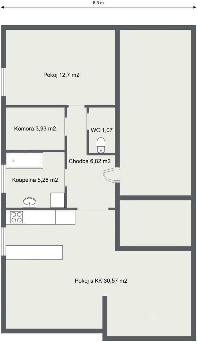 Pronájem 2+kk 61 m²