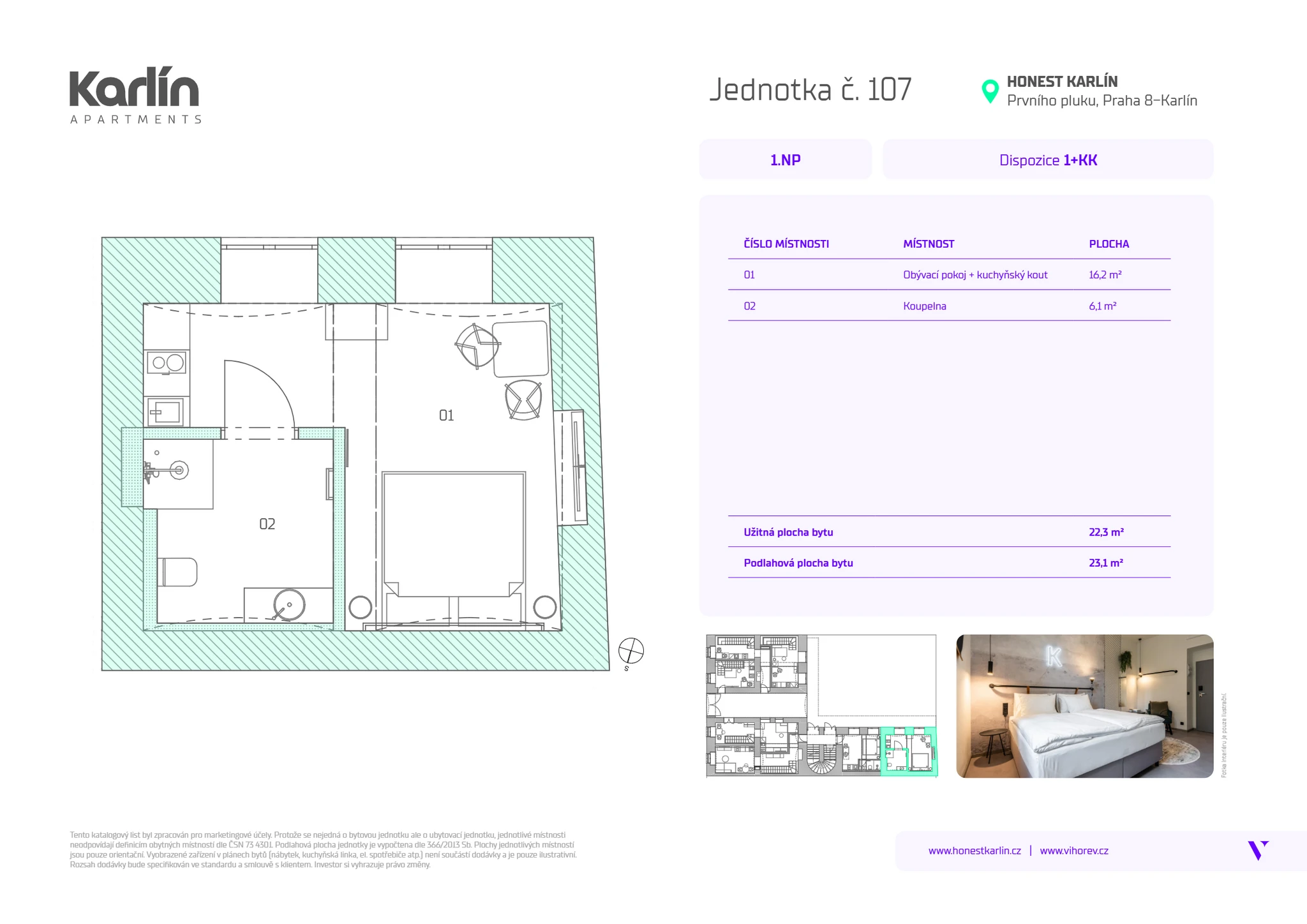 Prodej apartmánu č.107, 22 m²