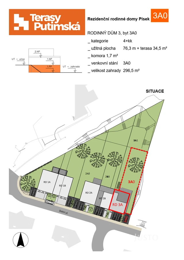 Prodej 4+kk 76 m² + zahrada 296 m² + terasa 27 m² + parkování