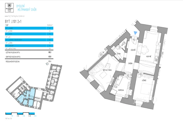 Prodej 2+kk 88 m² + parkování