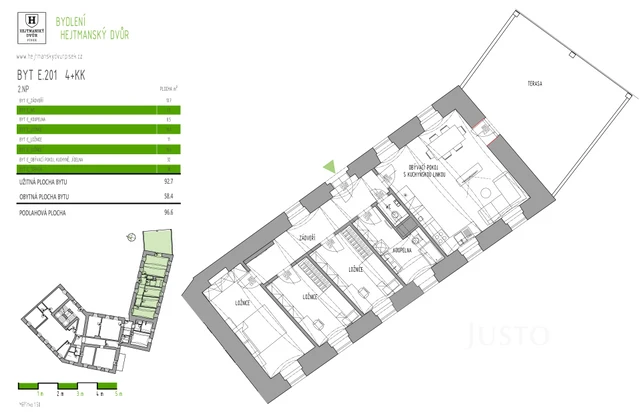 Prodej 4+kk 92 m² + balkón 9 m² + parkování
