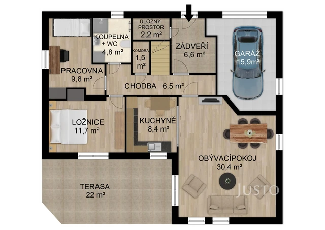 Prodej rodinného domu 131 m² s pozemkem 538 m² + terasa 22 m²