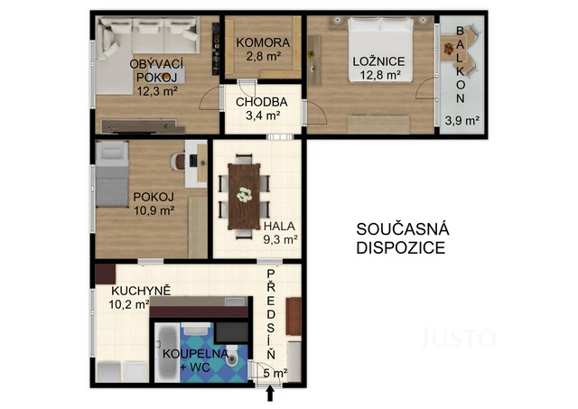 Prodej 3+1, 74 m² + balkón + jídelna, Strakonice - Sídliště 1. máje