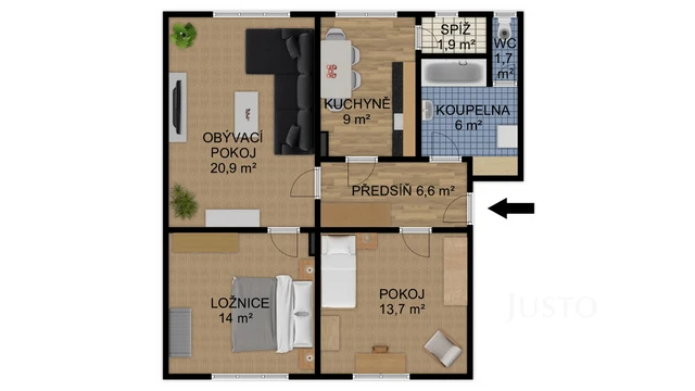 Prodej 3+1 74 m² + garáž