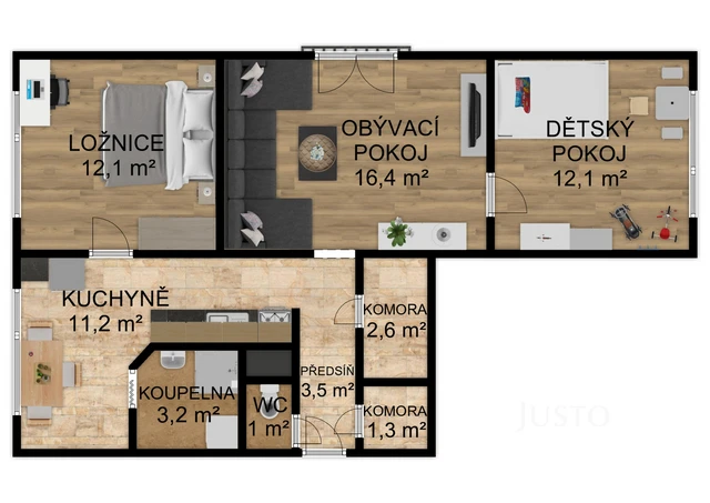 Prodej 3+1 63 m² + parkování