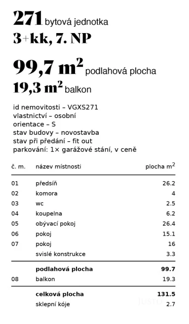 Prodej 3+kk 97 m² + balkón 19 m² + garáž Praha 4